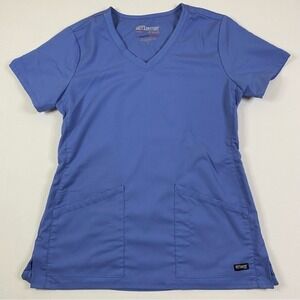 Grey's Anatomy Scrub Top Women's Small Light Blue Spandex Stretch Medical Nurse‎
